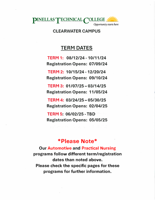 CLW Term and Registration dates